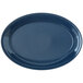 A Carlisle blue oval platter with a dark blue rim.