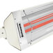A white and red Schwank 2 stage electric patio heater with a red light.