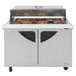 A Turbo Air 2 door refrigerated sandwich prep table with a mega top.