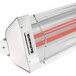 A Schwank white electric patio heater with a red light.