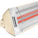 A close-up of a beige Schwank 2-stage electric patio heater.
