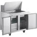 An Avantco stainless steel double door refrigerated sandwich prep table.