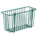 A Metro Hunter Green wire storage basket with wire handles.