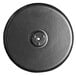 A black round Lancaster Table & Seating cast iron table base plate with a hole in the center.