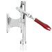 A Franmara Bar-Pull Chrome-Plated wall mount wine bottle opener with a red handle and metal corkscrew.