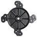 A black metal Lancaster Table & Seating cast iron table base spider with four holes.
