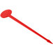 A red plastic stick with a red plastic oval tip.