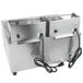 A Cecilware stainless steel electric countertop fryer with two compartments and wires.