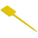 A yellow rectangular plastic paddle with a long tip.