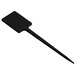 A black plastic rectangular pick with a long handle.