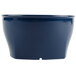 A navy blue plastic bowl with a lid.