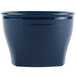 A navy blue Cambro insulated plastic bowl with a white lid.