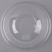 A clear plastic dome lid with a hole on top over a white background.