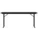 A black rectangular Correll folding table with off-set legs.