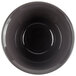 A smoked grey Cambro insulated bowl with a black circle on the bottom.