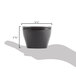 A hand holding a black Cambro insulated plastic bowl with measurements.