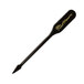 A black paddle pick with gold writing on it.