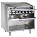 A stainless steel MagiKitch'n charbroiler with metal radiant surfaces and knobs.