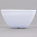 A white square Tablecraft ramekin with a ribbed pattern.