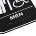 A black and white Vollrath Handicap Accessible men's restroom sign with the word "men" in white.