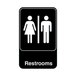 A black and white Traex restroom sign with a man and woman pictogram.