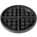 A round black pan with many square holes for Nemco Waffle Makers.