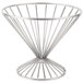 A Clipper Mill chrome plated iron round wire basket with a wire base.
