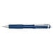 The blue barrel of a Pentel Twist-Erase III mechanical pencil with a silver tip.