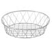 A gray powder coated iron wire round basket with a wire handle.