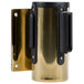 A gold and black wall mount with a black and green cylinder.