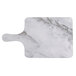 A white marble Thunder Group melamine serving board with a handle.