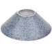 A blue stoneware coupe bowl with a white speckled surface and rim.