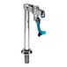 A silver and blue Equip by T&S deck mount glass filler with pedestal.