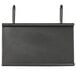 A black rectangular iron card holder with two hooks.