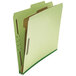 A Universal green letter size classification folder with brown tabs.