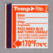 A Taylor TempRite label with text and an arrow pointing to the left.