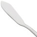 A silver 10 Strawberry Street heavy weight butter knife with a handle.