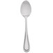 A silver 10 Strawberry Street Pearl stainless steel teaspoon with a white background.