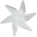 A white plastic star-shaped fan blade with a hole in the center.