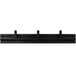 A black metal rectangular tray rail with holes and four hooks on the ends.