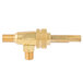 A gold colored metal Cooking Performance Group control valve.