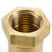 A brass threaded nut for a Cooking Performance Group liquid propane orifice.