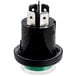 A green and black Avantco convection oven humidity button switch with a green light.