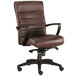 A Eurotech Manchester brown leather office chair with arms and wheels.