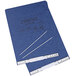 A blue UNV15432 top bound hanging data post binder with white plastic clips.