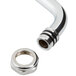 A stainless steel Equip by T&S 8" swing nozzle pipe with nuts on the ends.