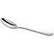 An Acopa Landsdale stainless steel dinner/dessert spoon with a silver handle and spoon.