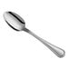 An Acopa Edgewood stainless steel dessert spoon with a silver handle and spoon.