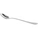 An Acopa Edgeworth stainless steel iced tea spoon with a silver handle.