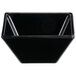 A black square GET Melamine bowl.